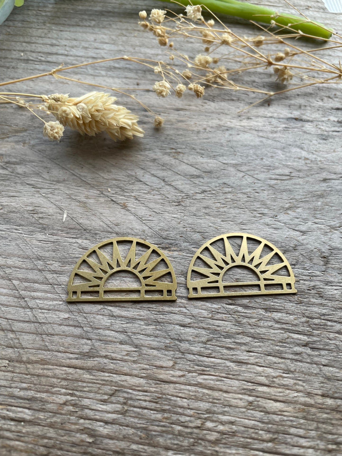 Brass sun charms semi circle