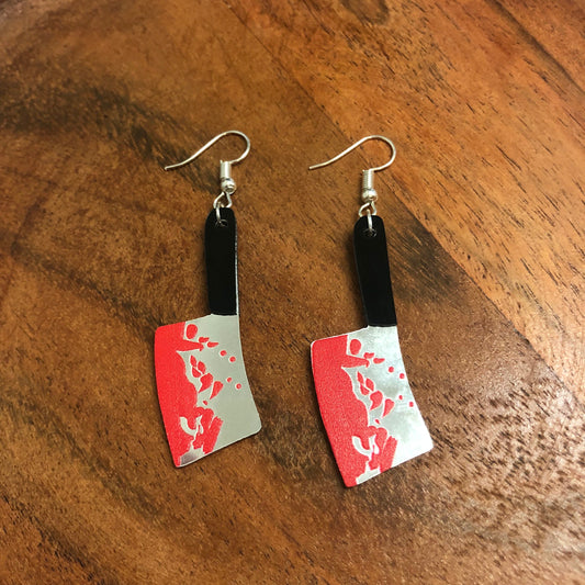 Bloody Cleaver Earrings | In Ear and Clip Ons Available | Halloween, Horror, Slasher, Goth, Alternative, Film, Serial Killer Jewellery