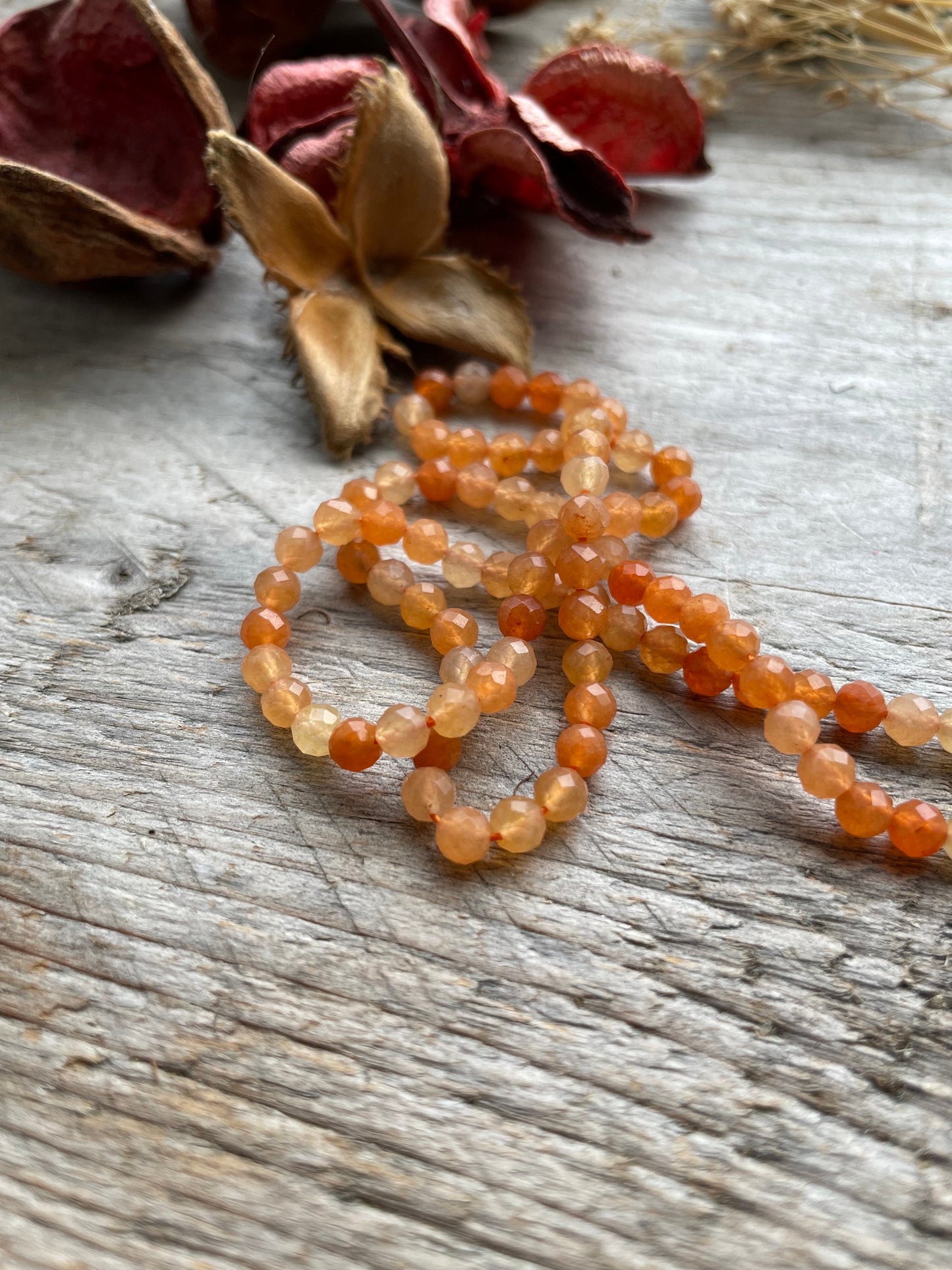 Red adventurine faceted 4mm beads