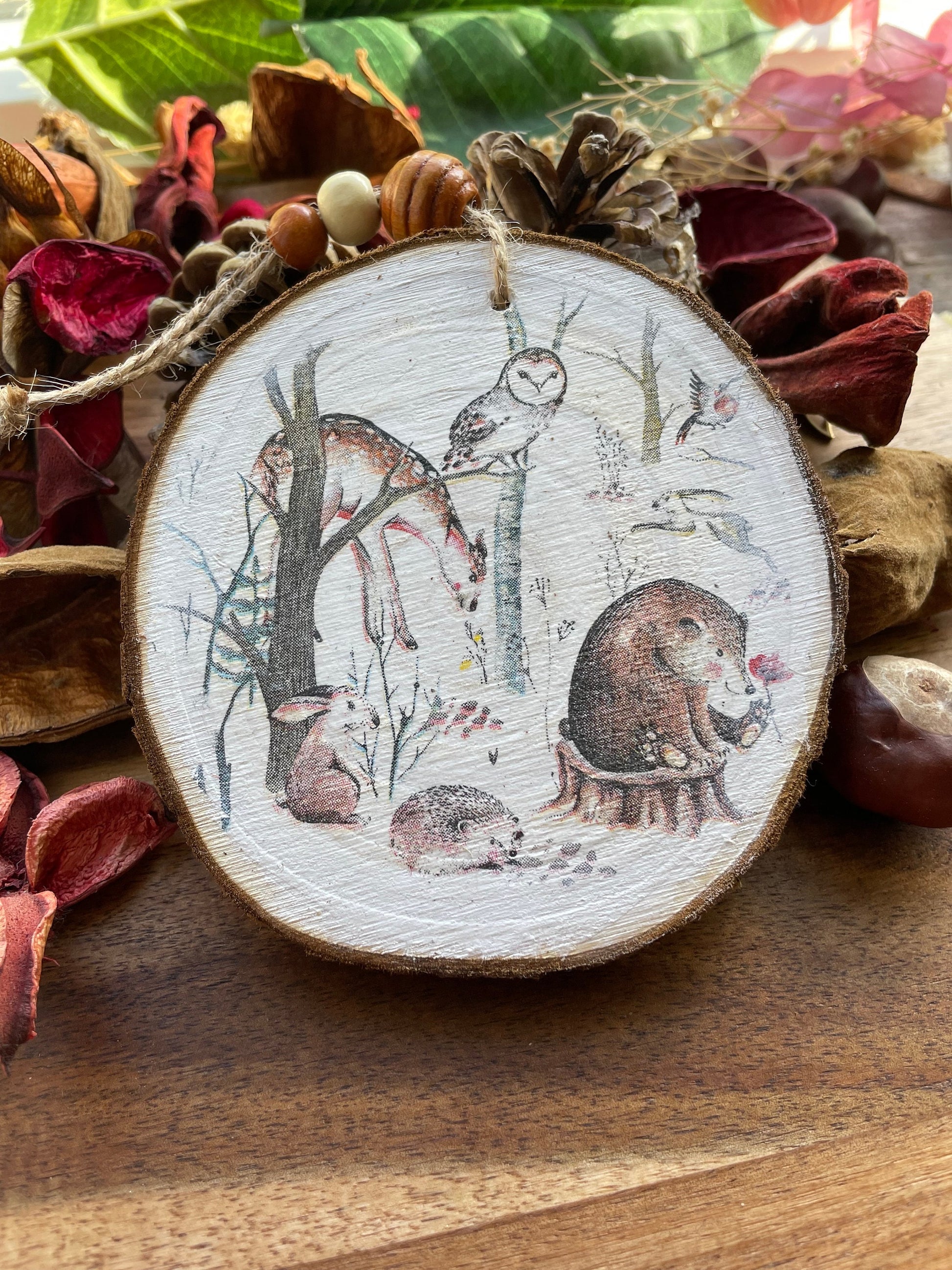 Woodland animal winter scene