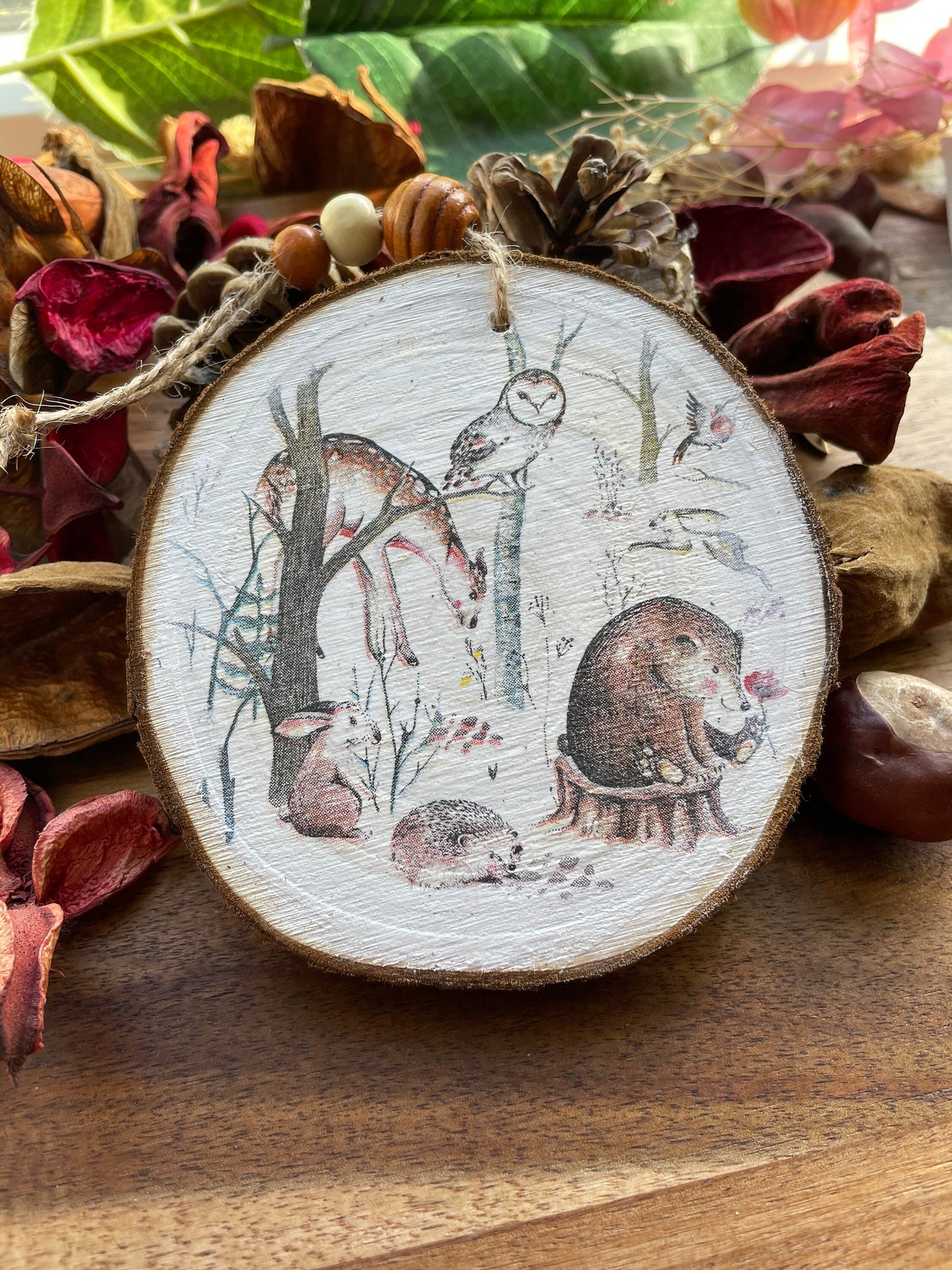 Woodland animal winter scene