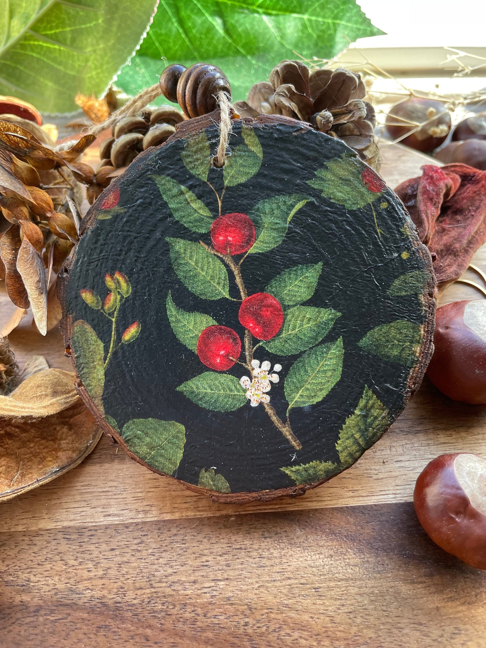 Chery blossom Rustic Wood slice decoration