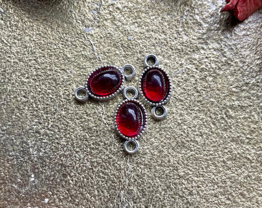 Red glaze Oval charms connectors 8.5 x 17mm