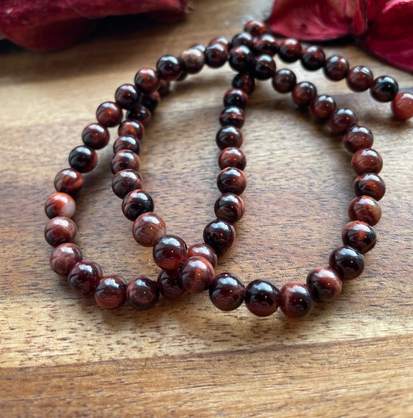 Mahogany red tigers eye 6mm