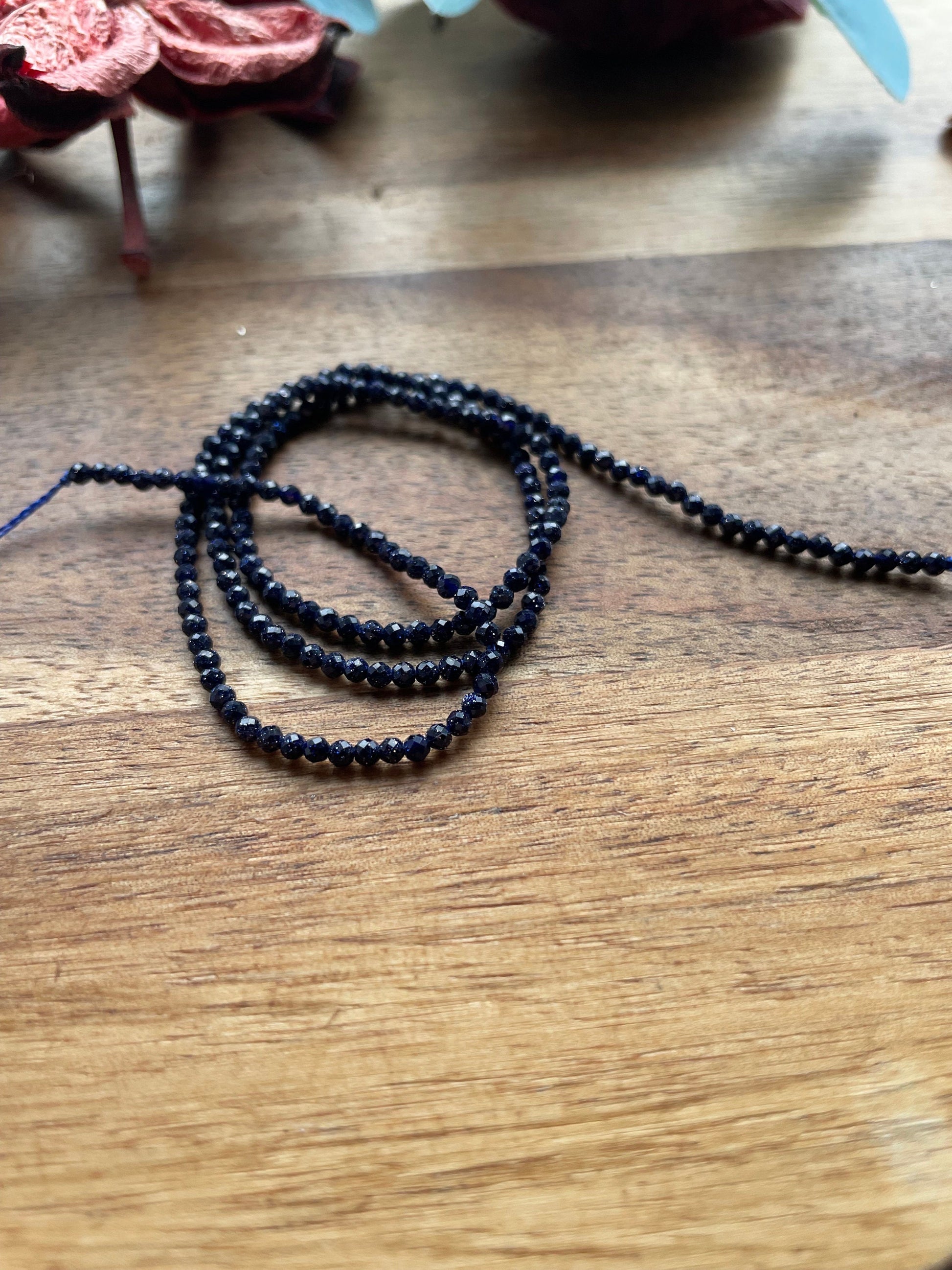 Blue goldstone faceted 2mm beads