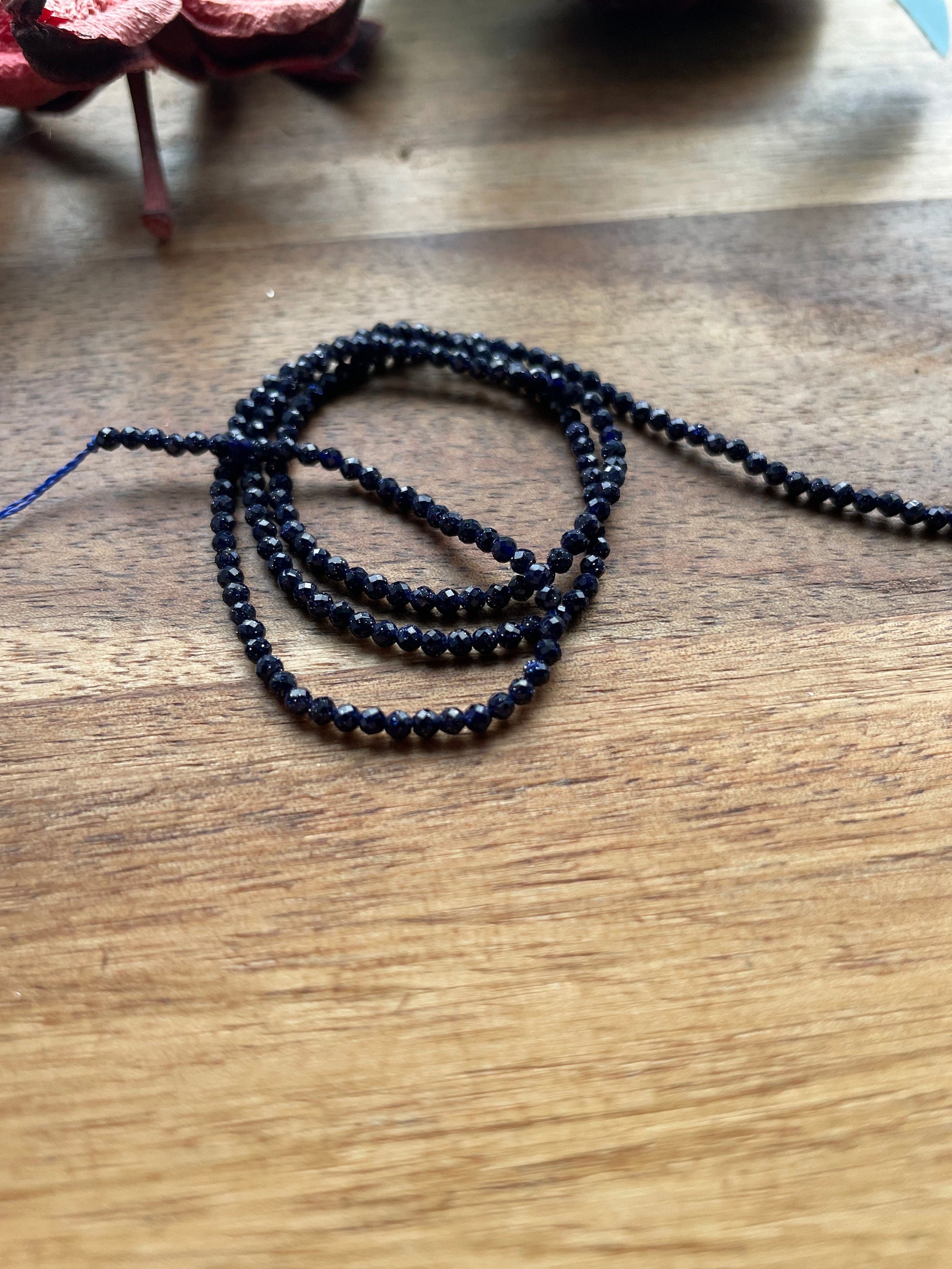 Blue goldstone faceted 2mm beads