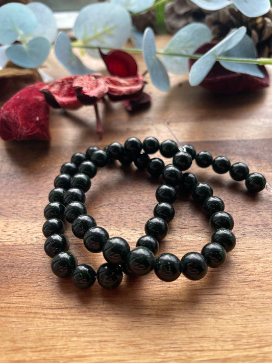 Green goldstone 6mm round beads