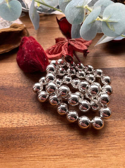 Silver hematite 10mm beads