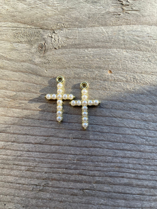 Cross pearl charm