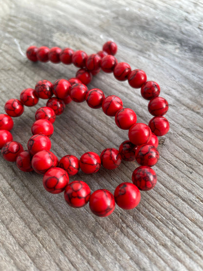 Red Howlite 8mm beads