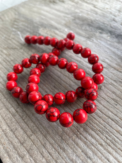 Red Howlite 8mm beads