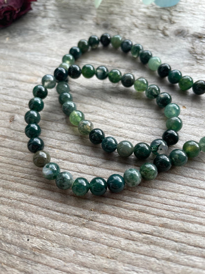 Moss agate 6mm beads