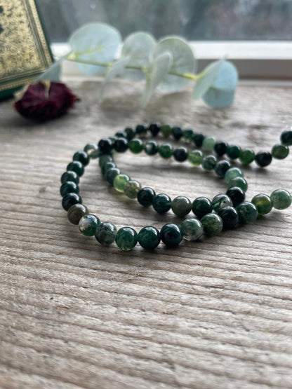 Moss agate 6mm beads