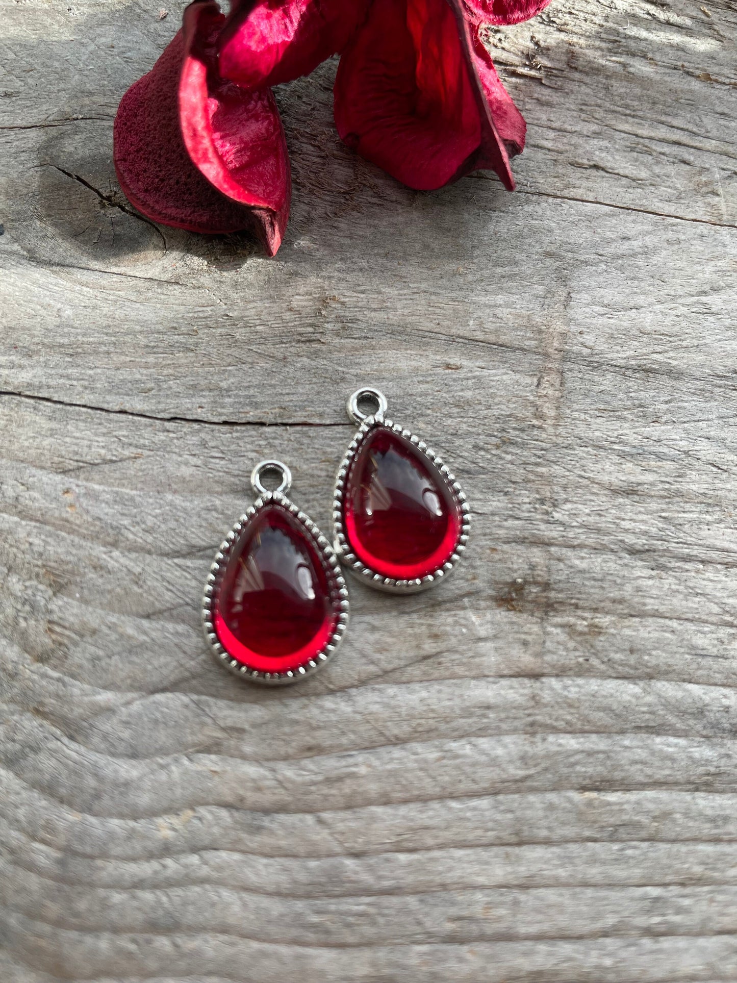 Teardrop Red Glaze Charms Pendants 13x19.5mm