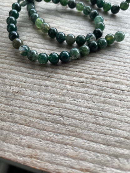 Moss agate 6mm beads