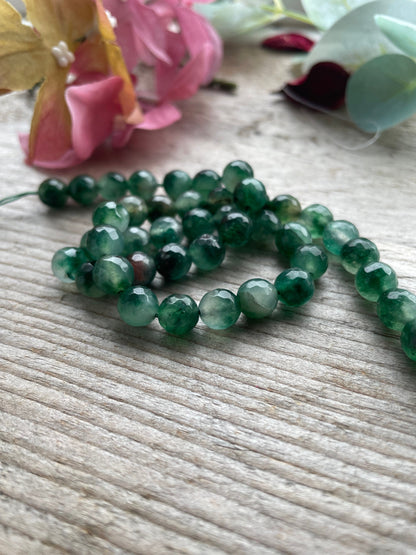 Natural Stone Faceted Green Chalcedony Beads 8mm