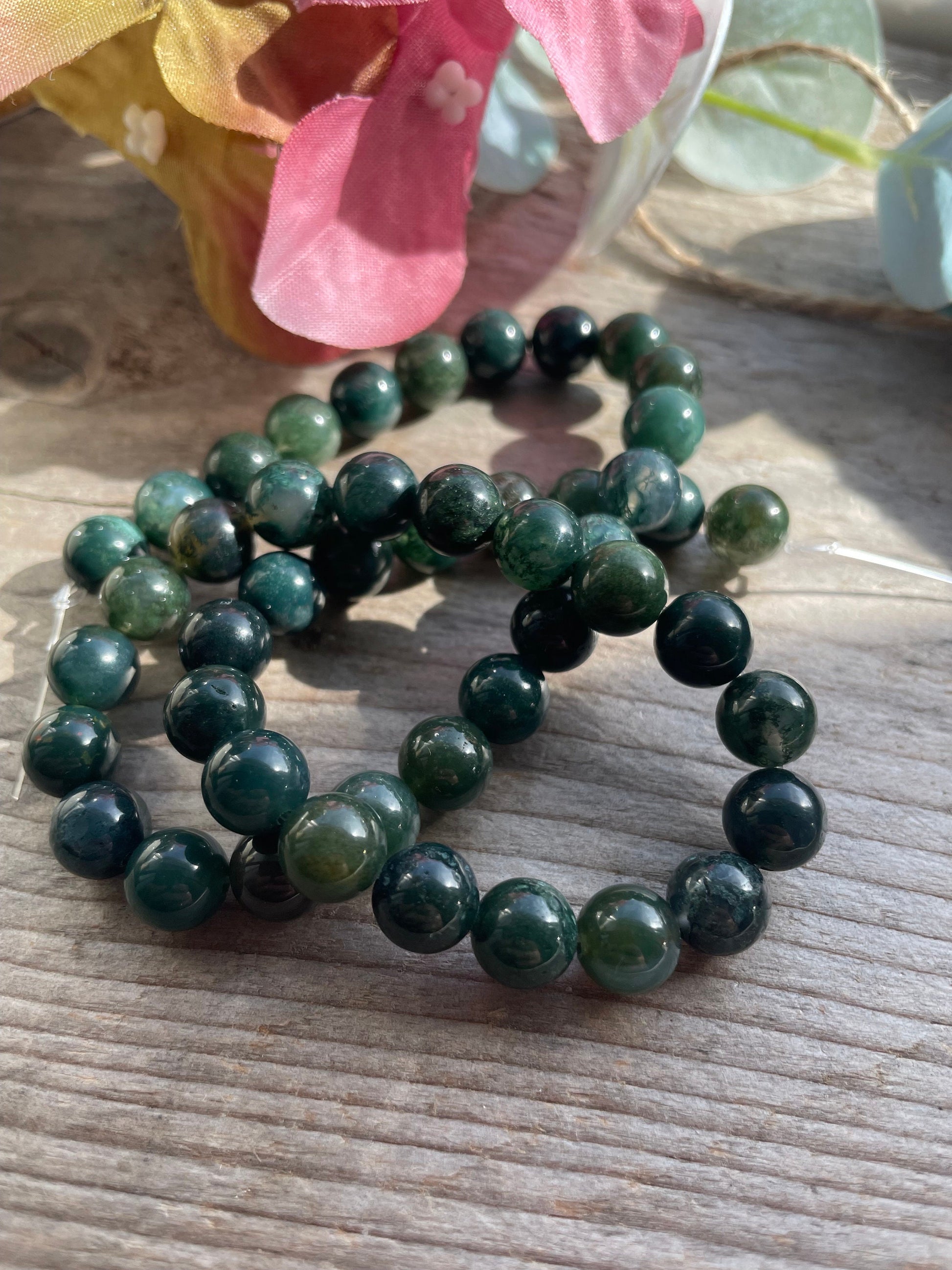 Green grass agate 8mm beads