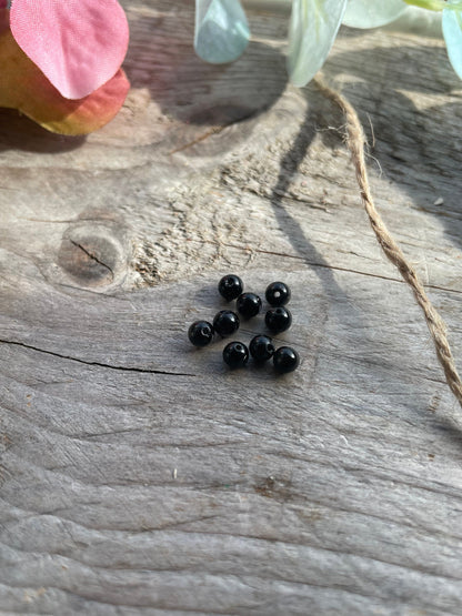 Natural obsidian 4mm beads