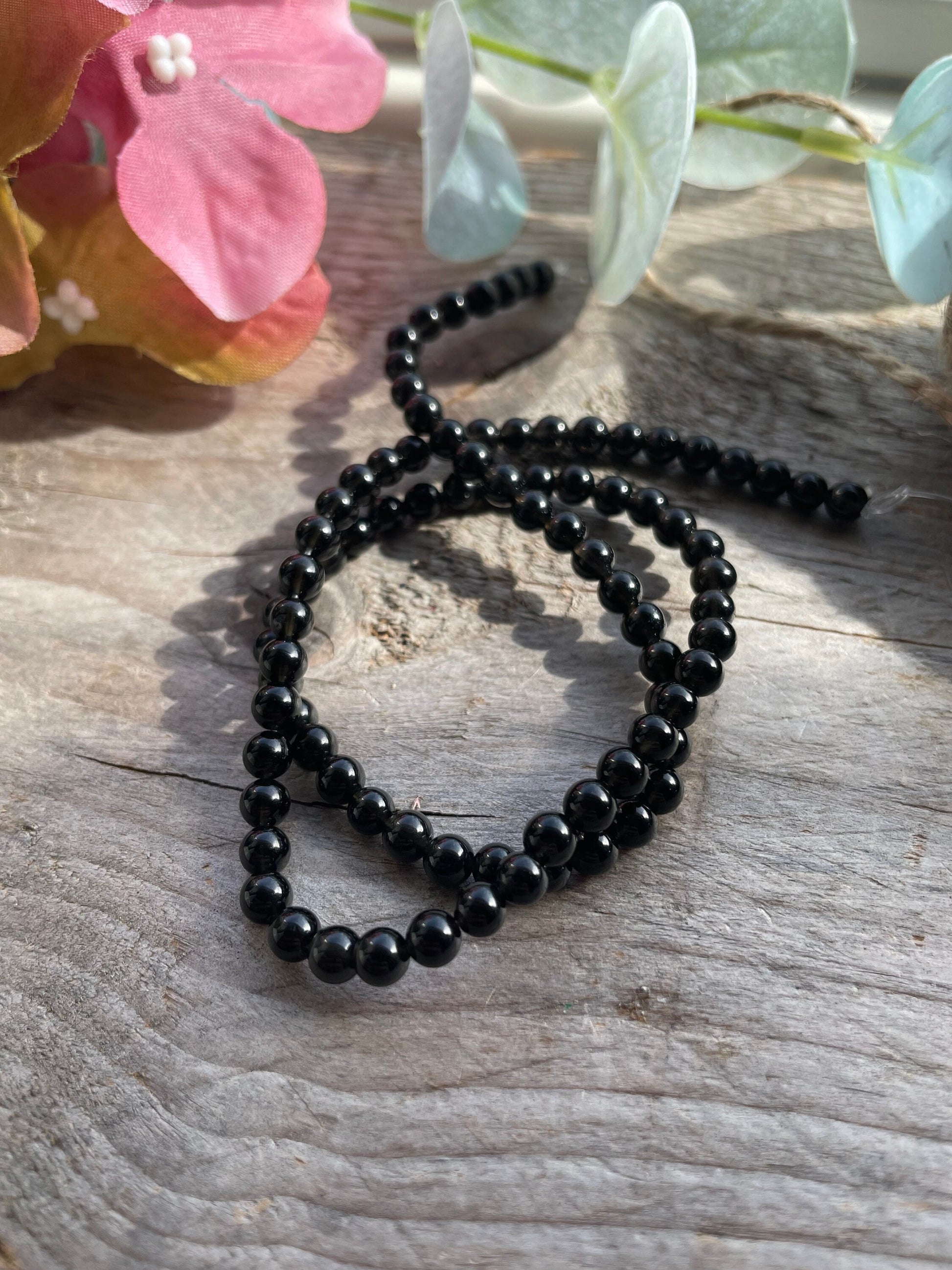 Natural obsidian 4mm beads