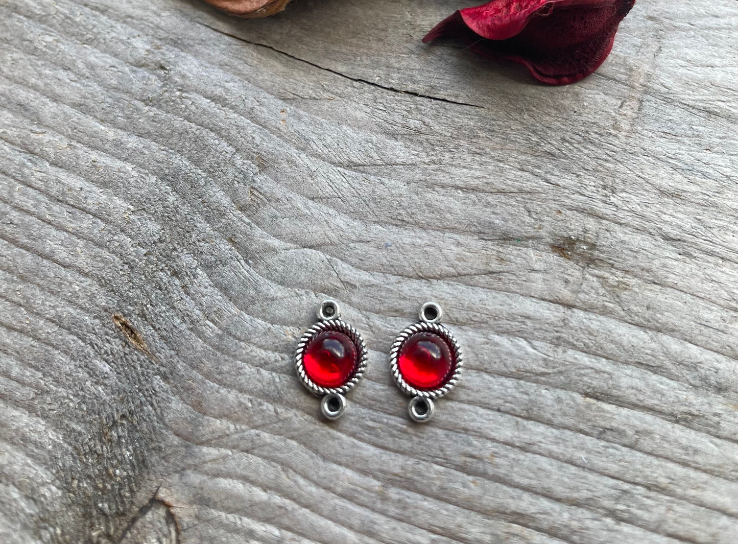 Round Charms Red Glaze Wheel Pendants Connectors 8.5x13mm