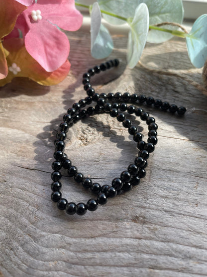 Natural obsidian 4mm beads