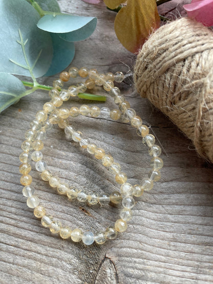 Natural Gold Rutilated Quartz Beads Strands, Faceted, 4~4.5mm, Hole: 0.6mm