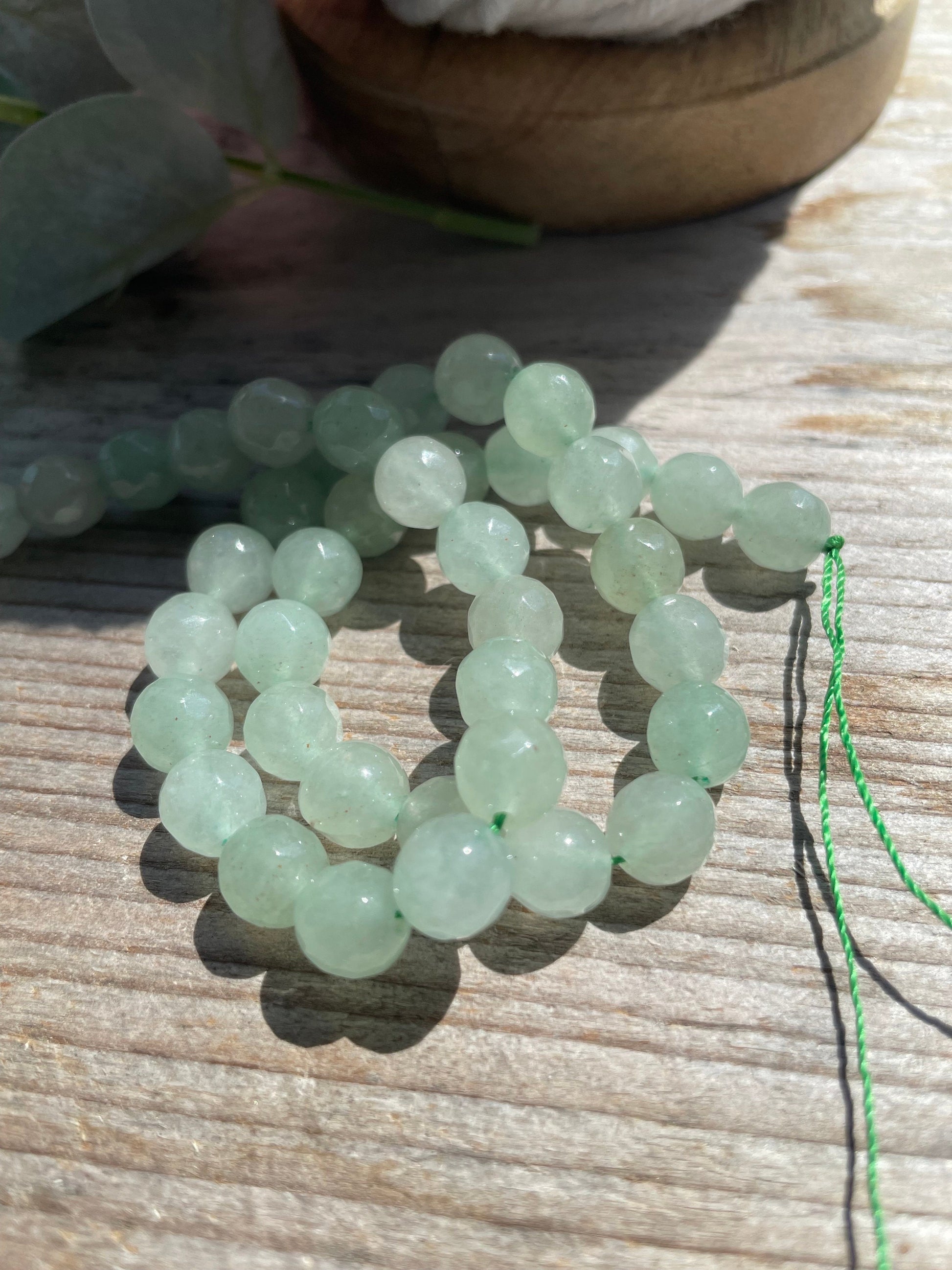 Green adventurine faceted 8mm beads