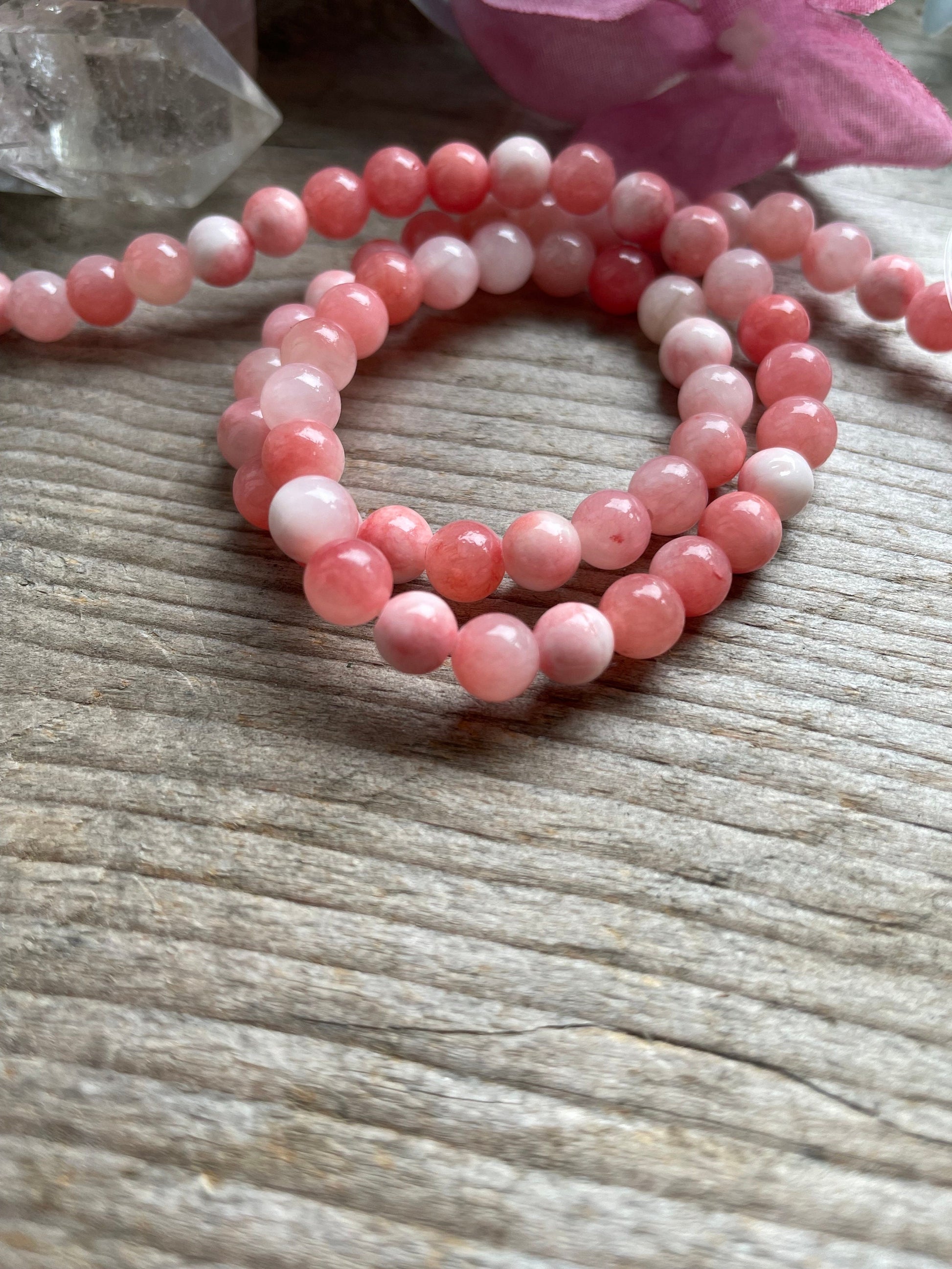 Light pink persian jade 6mm beads