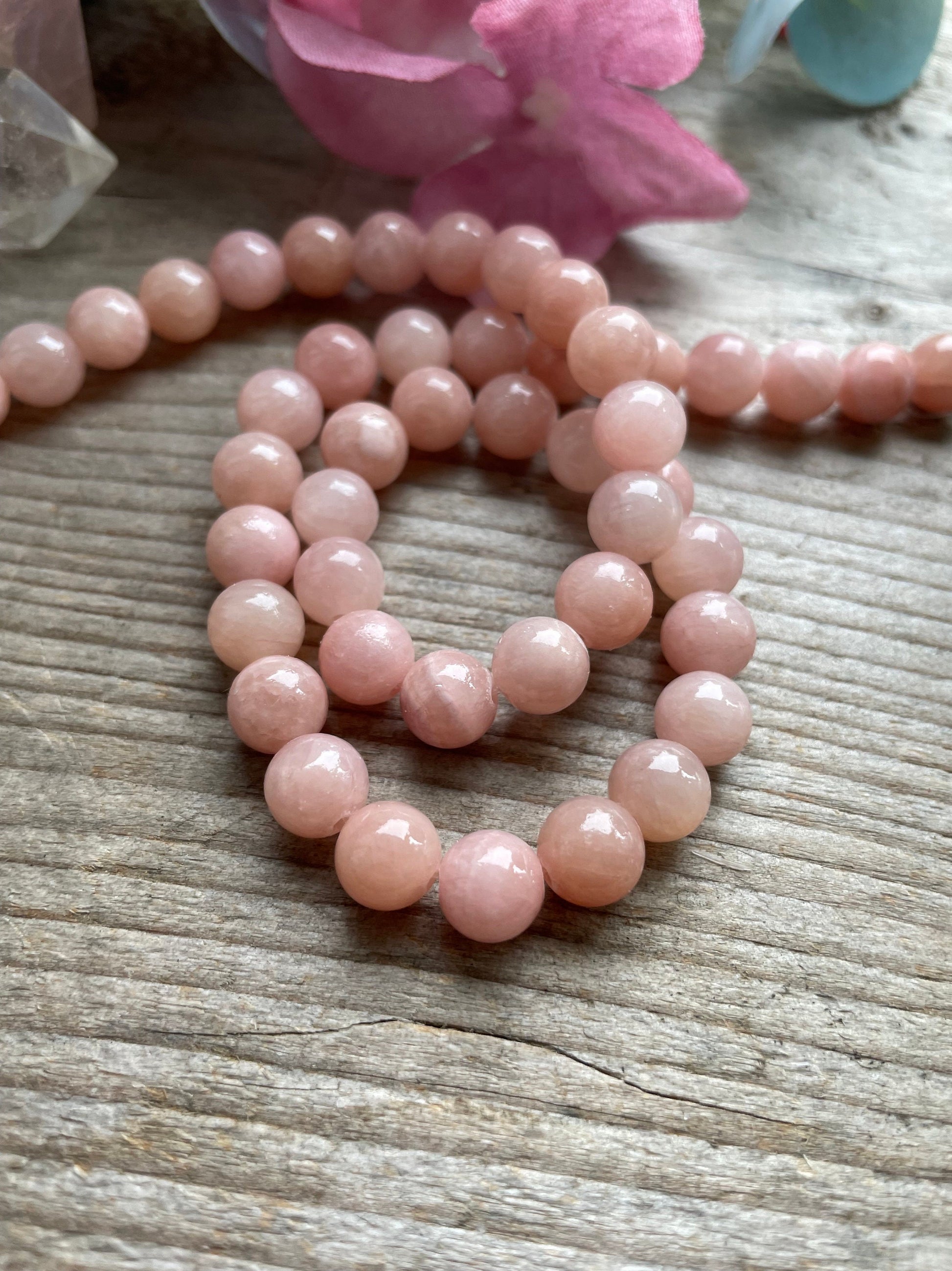 Light pink angelite 8mm beads