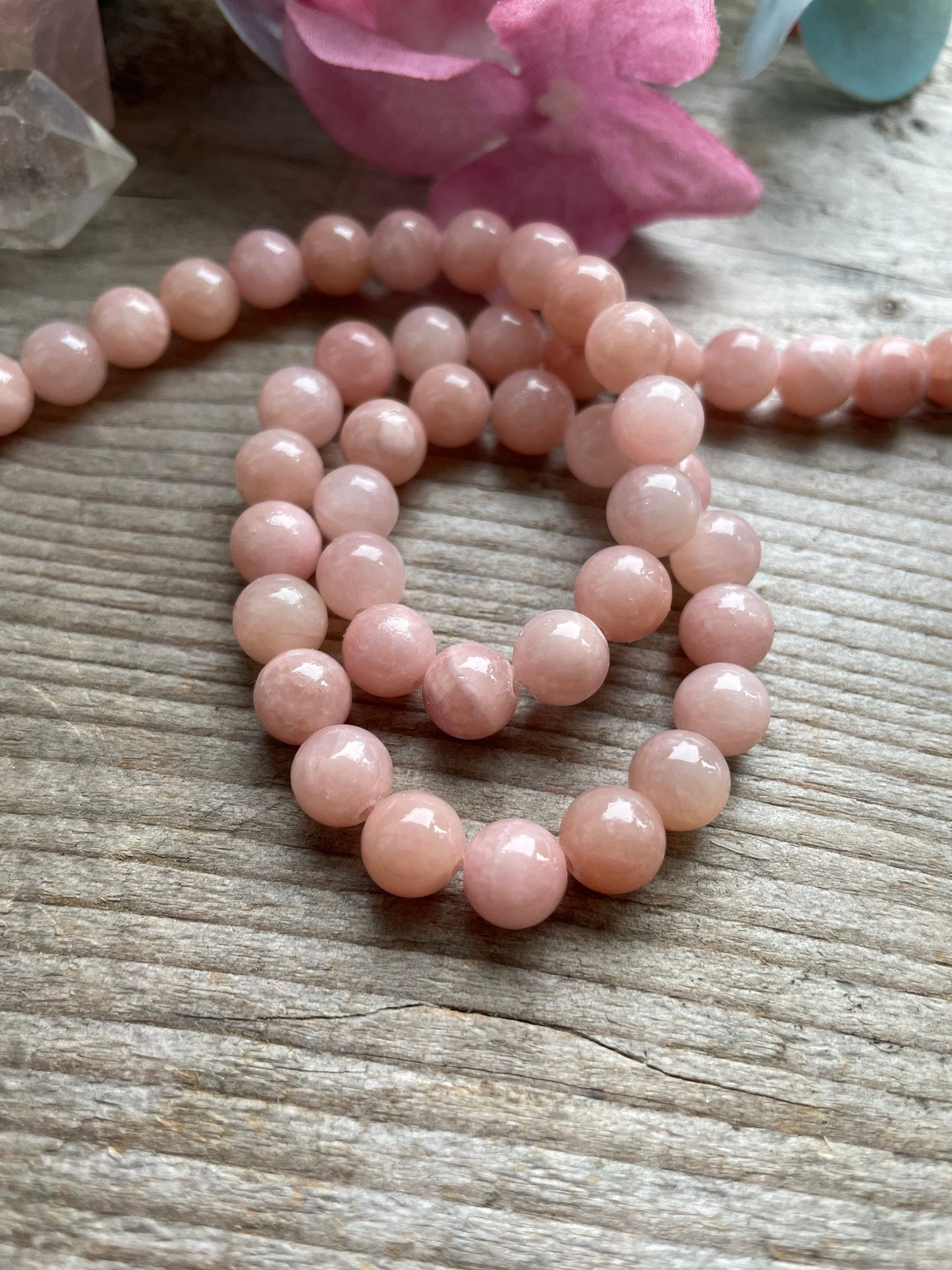 Light pink angelite 8mm beads