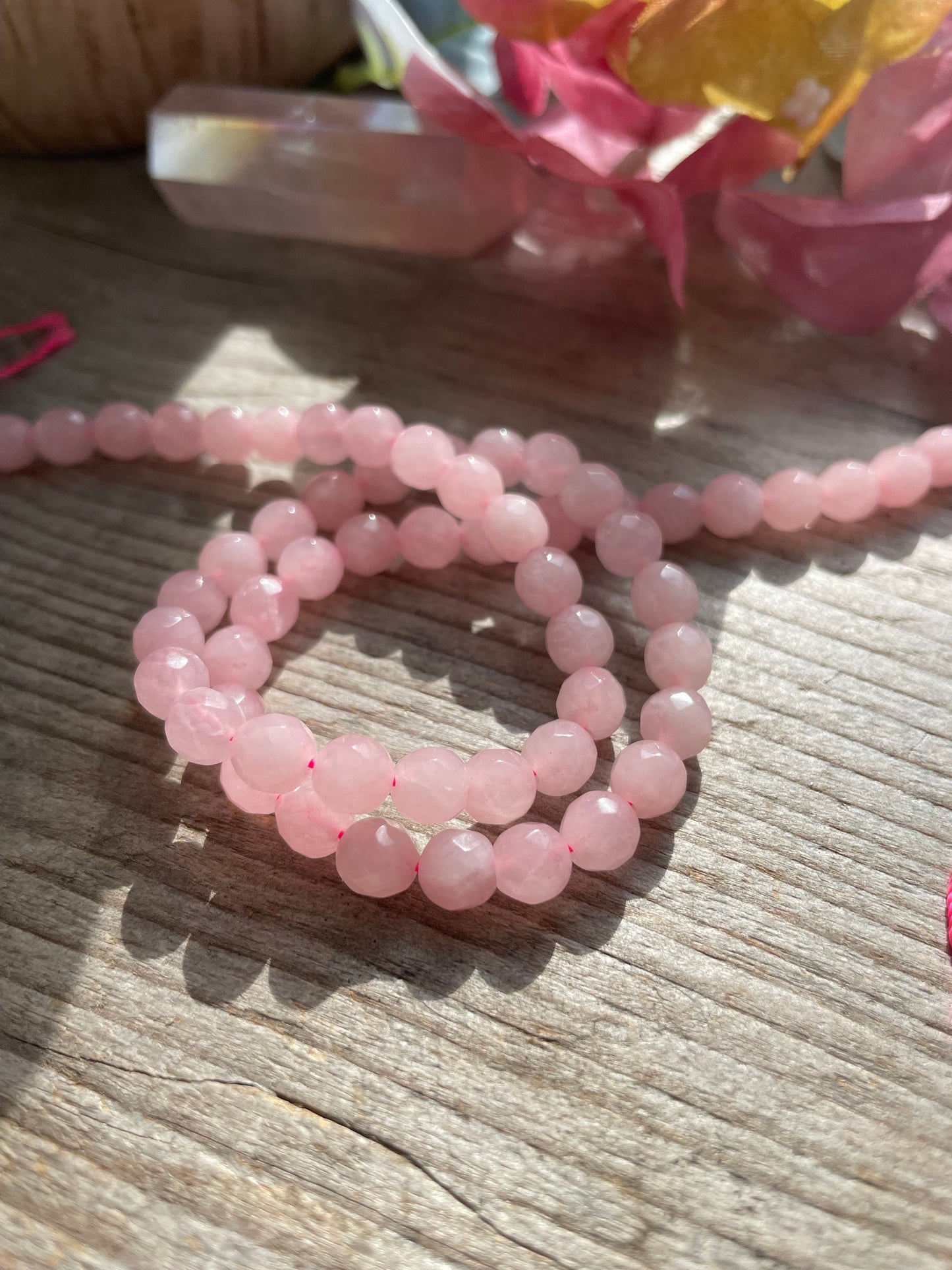 Rose quartz faceted 6mm beads