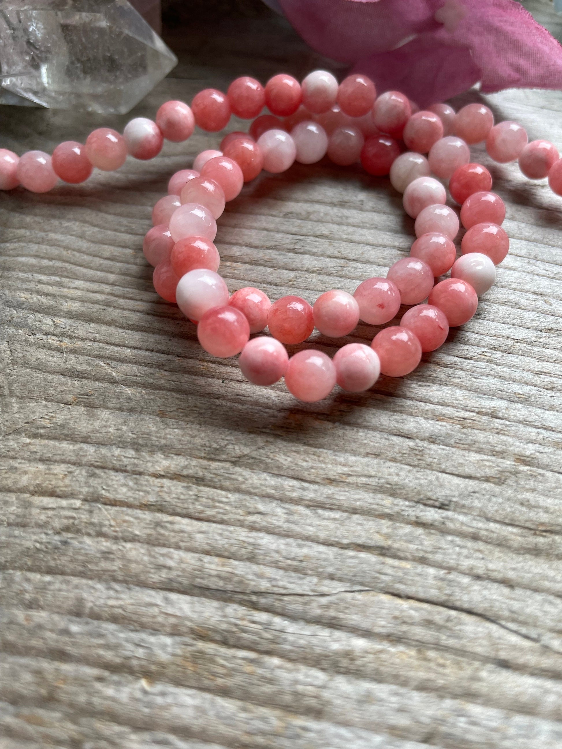 Light pink persian jade 6mm beads