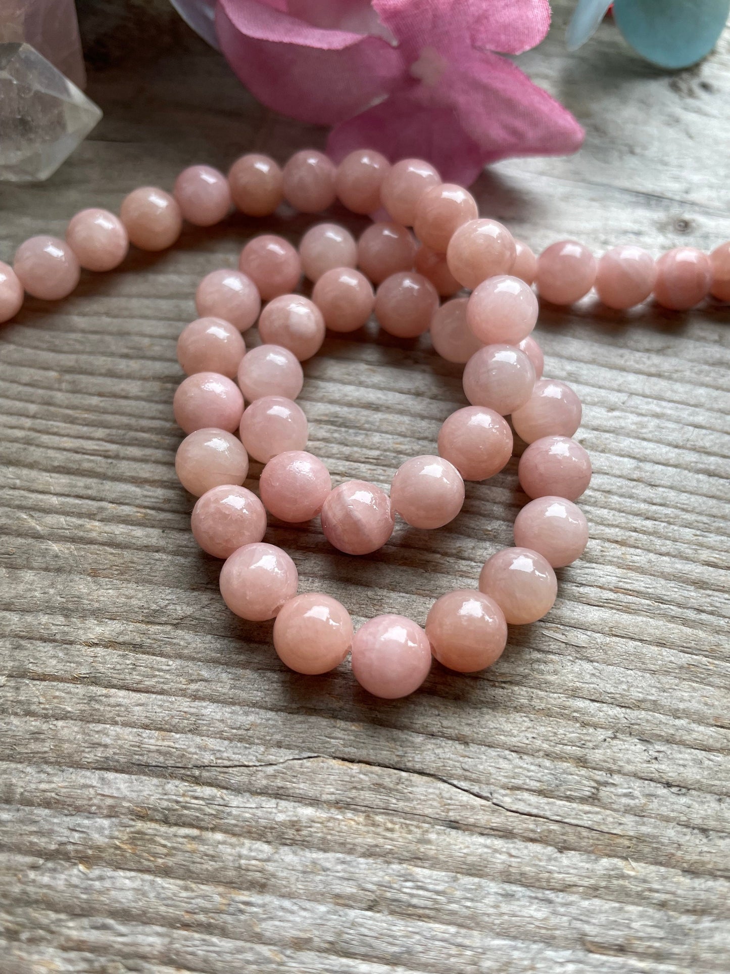 Light pink angelite 8mm beads