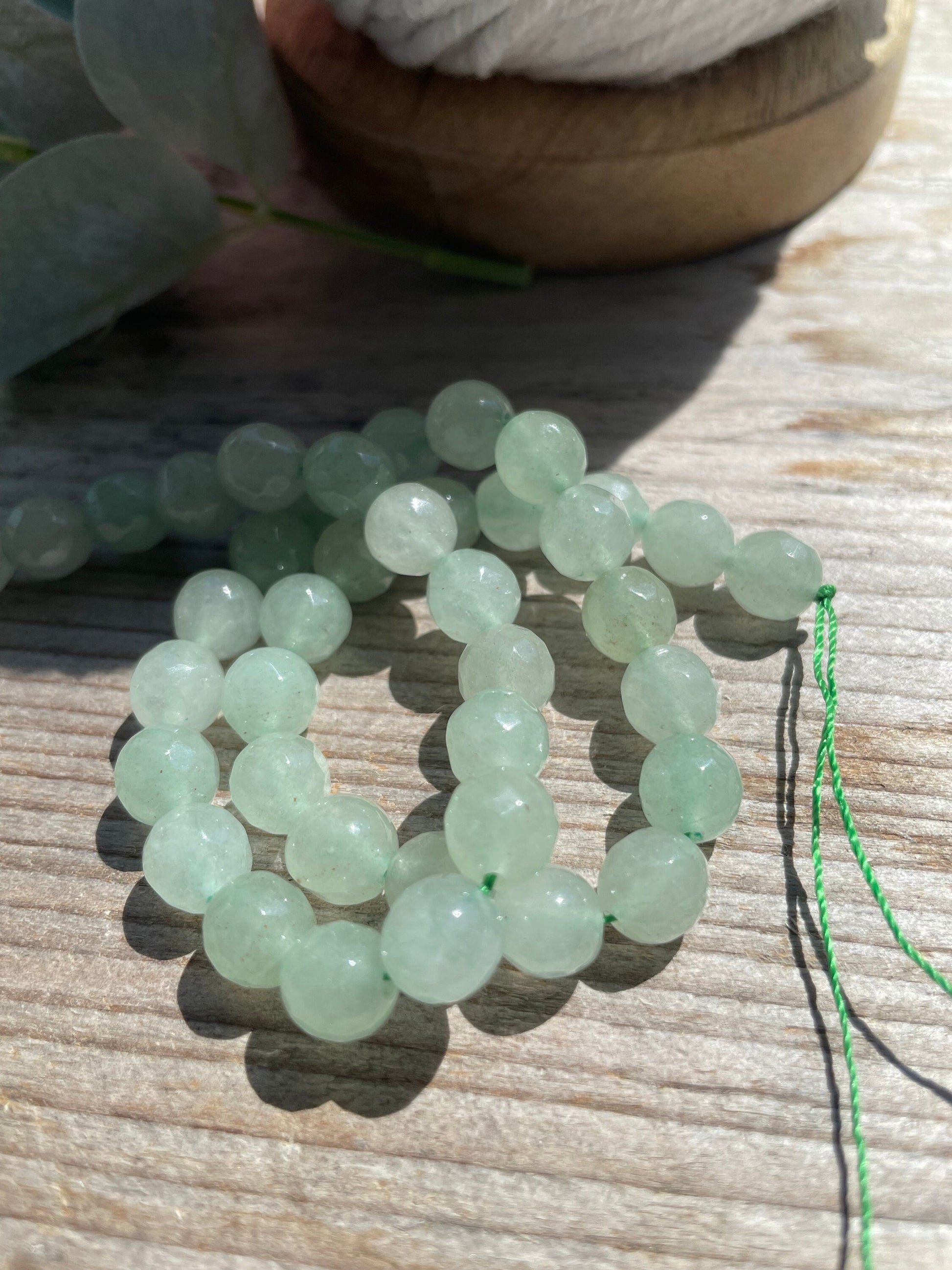 Green adventurine faceted 8mm beads