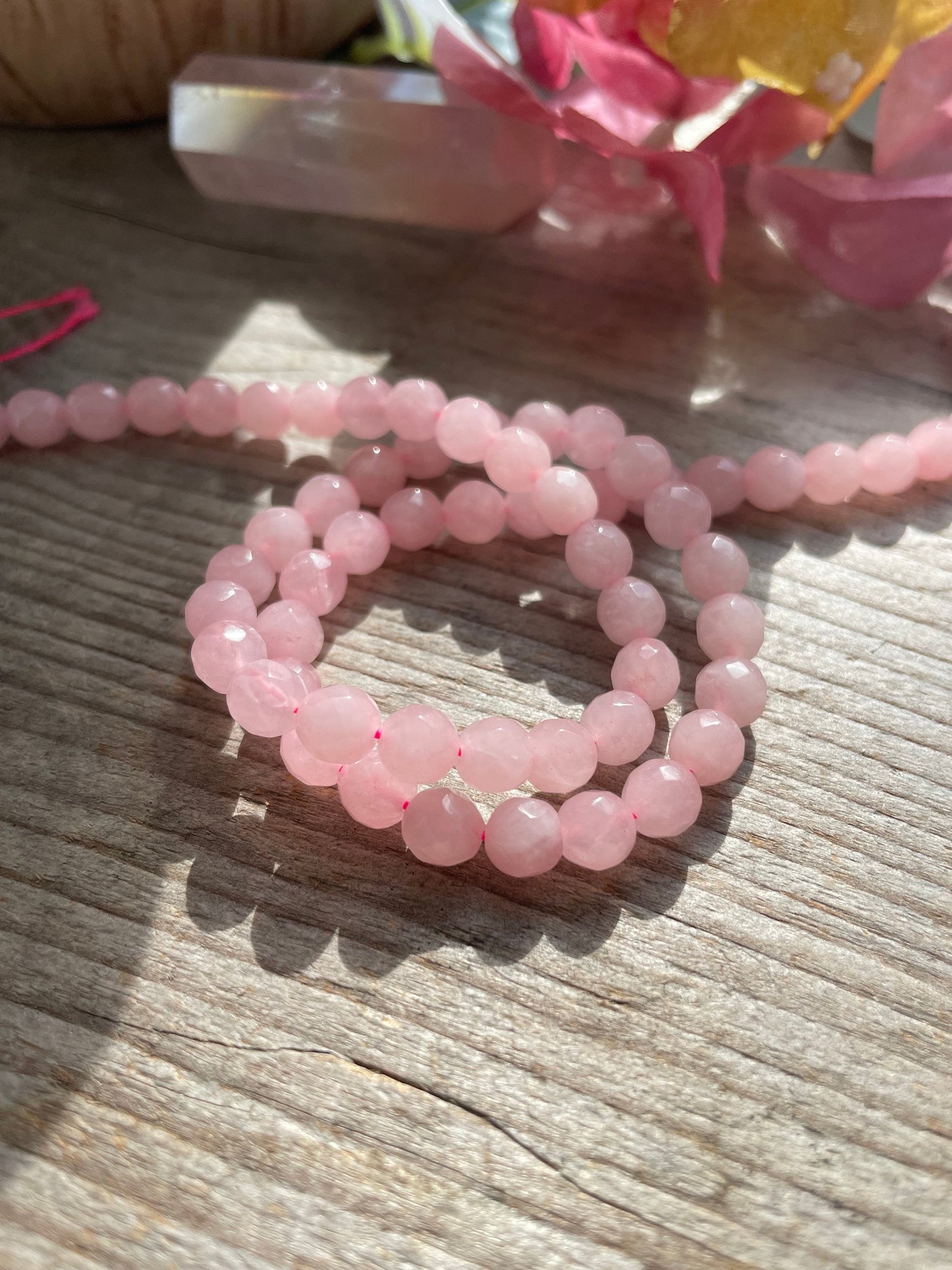 Rose quartz faceted 6mm beads