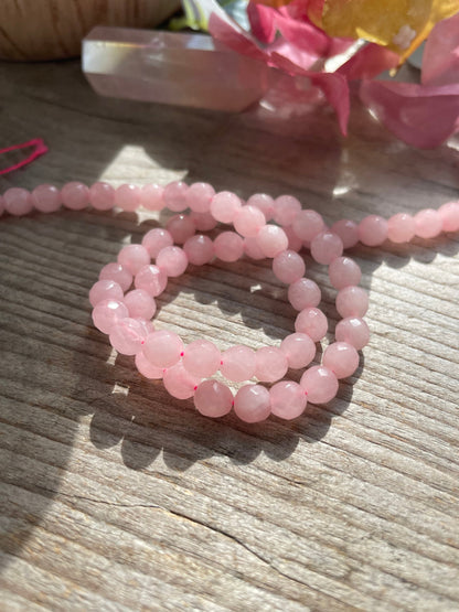 Rose quartz faceted 6mm beads