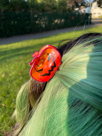 Pumpkin hair claw, Halloween, Spooky hair accessories, Samhain,