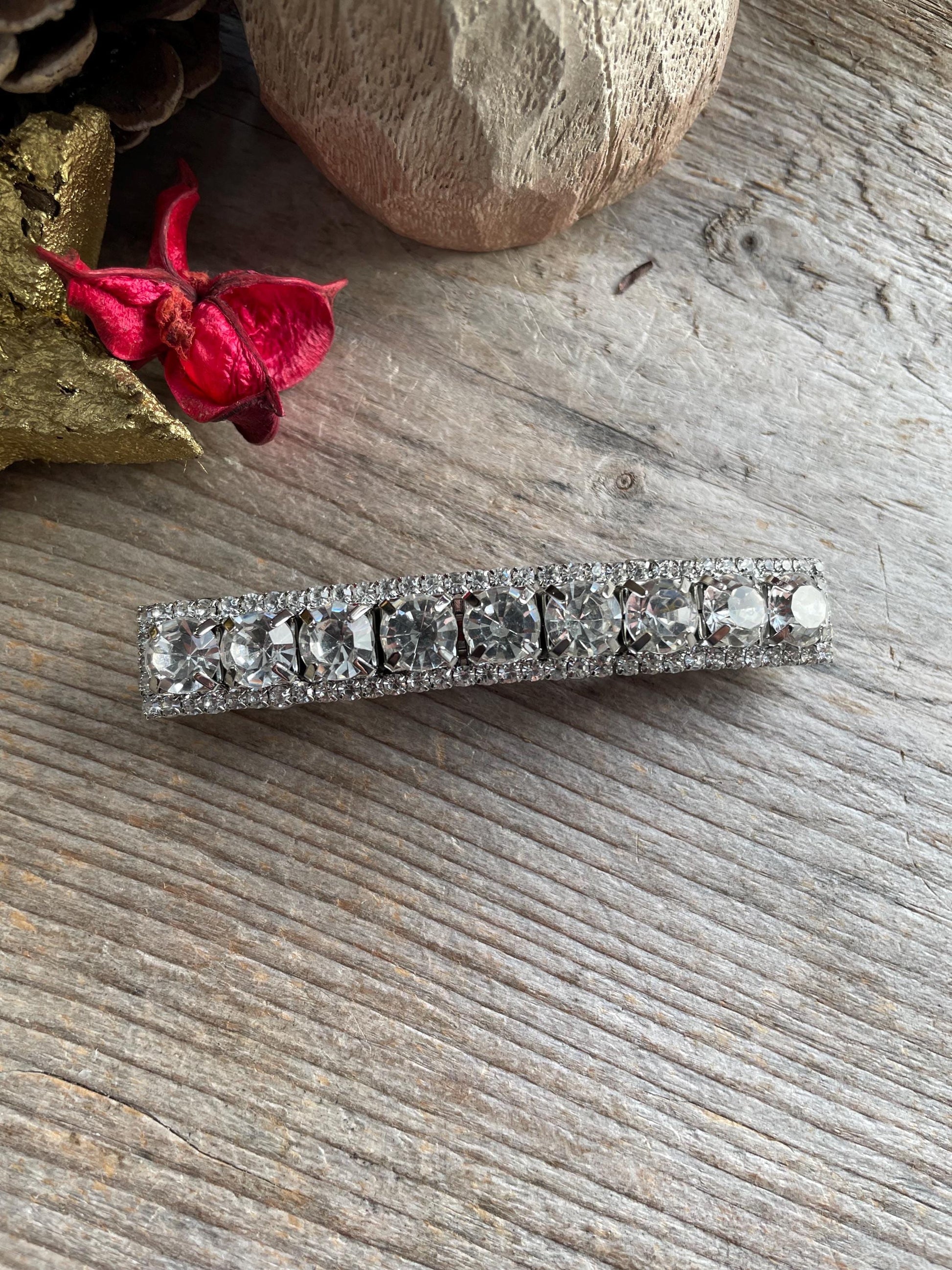 Luxurious Rhinestone hair clip in silver