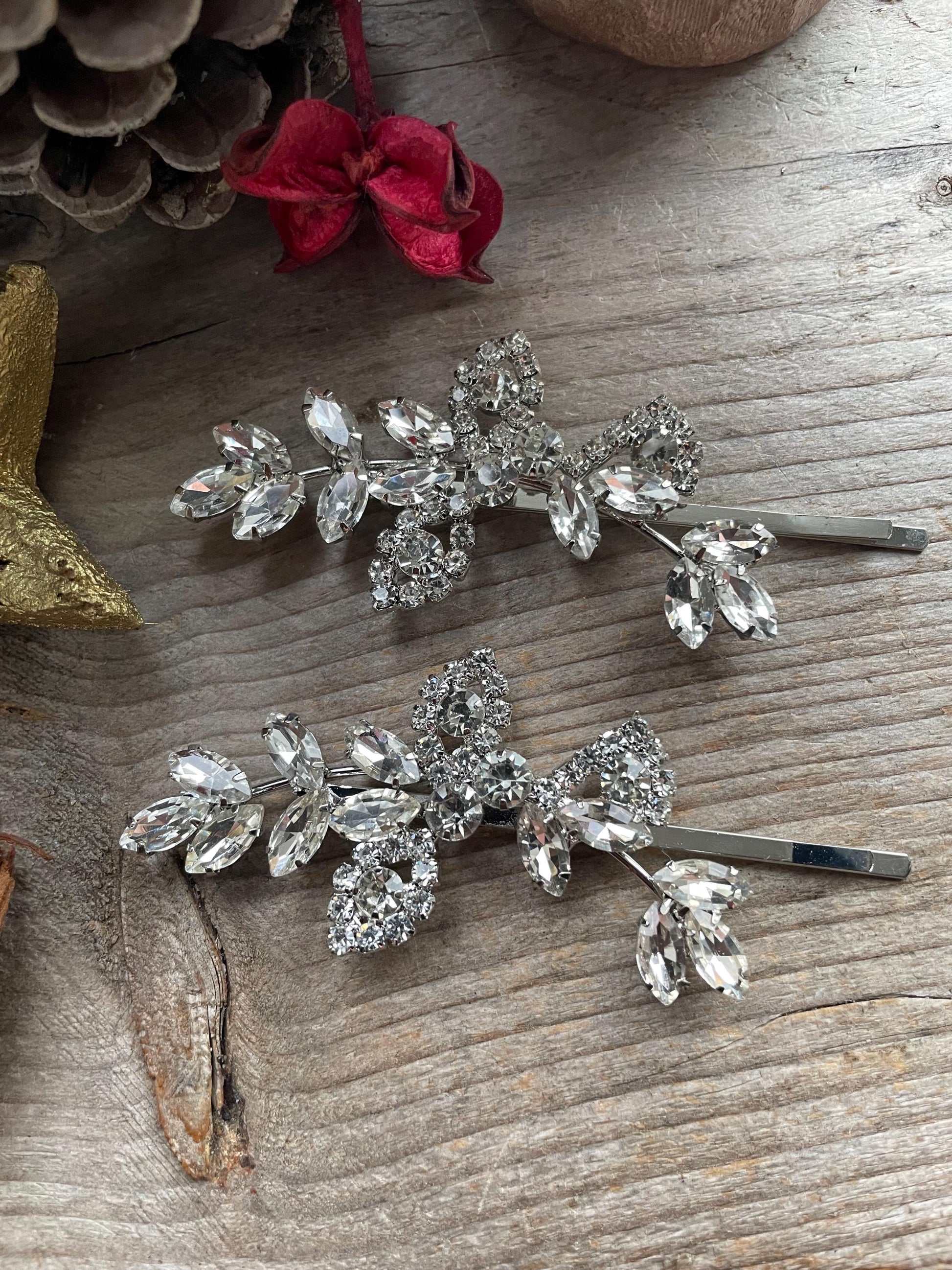 Rhinestones flower Hair grips