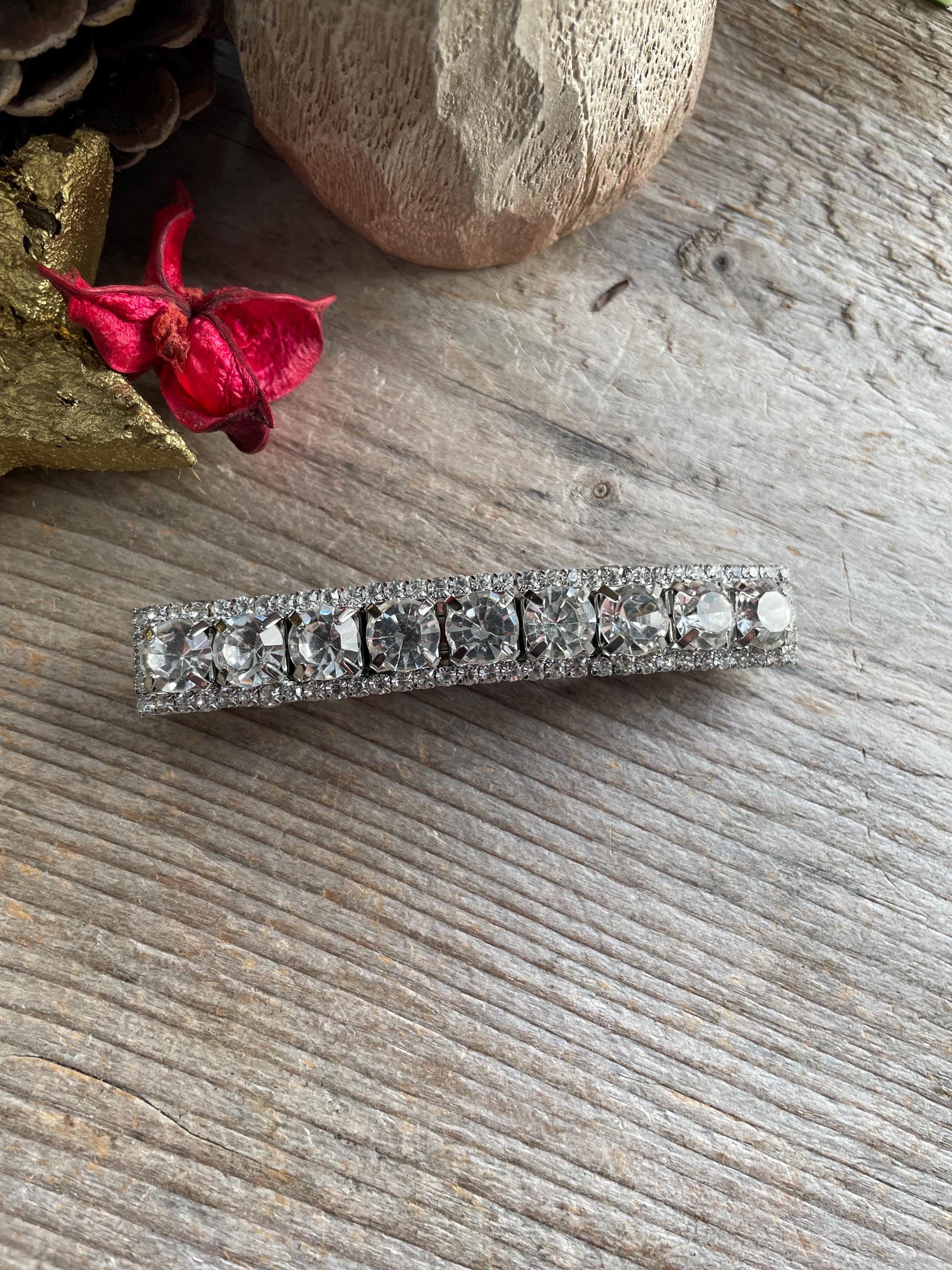 Luxurious Rhinestone hair clip in silver