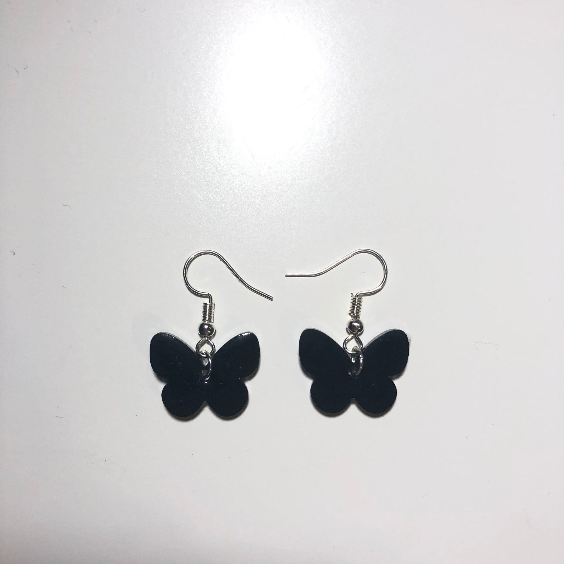 Black Butterfly Earrings | In Ear and Clip Ons Available, Different Metals Available | Grunge, Goth, Nature, Insect, Resin Jewellery