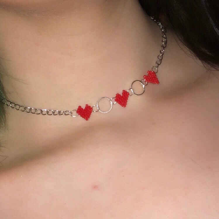 Beaded Heart Choker | Valentines, Love, Self Love Themed Jewellery