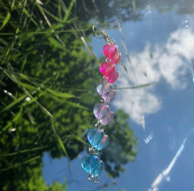 Bisexual Pride Heart Earrings | In Ear and Clip Ons Available, Different Metals Available |Pride, LGBTQ+, Love, Maximalist Jewellery