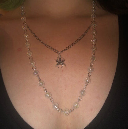 Iridescent Spider Rosary Necklace