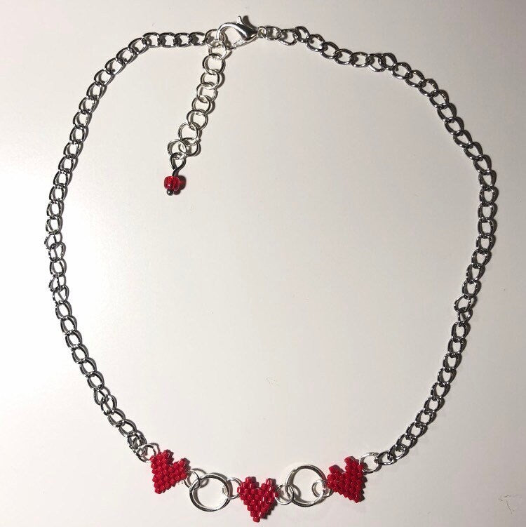 Beaded Heart Choker | Valentines, Love, Self Love Themed Jewellery