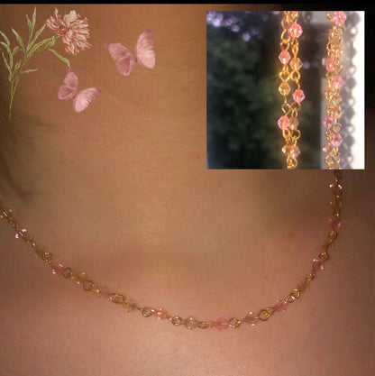 Pink and Gold Fairy Necklace