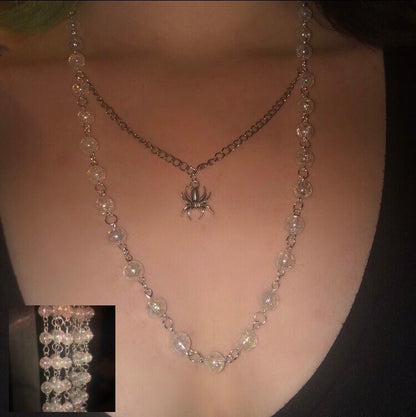 Iridescent Spider Rosary Necklace