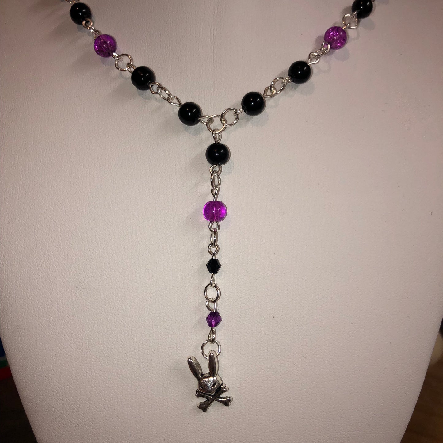 Black and Purple Bunny Skull Rosary | Nature, Bunny, Goth, Grunge, Jewellery