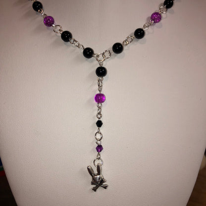 Black and Purple Bunny Skull Rosary | Nature, Bunny, Goth, Grunge, Jewellery