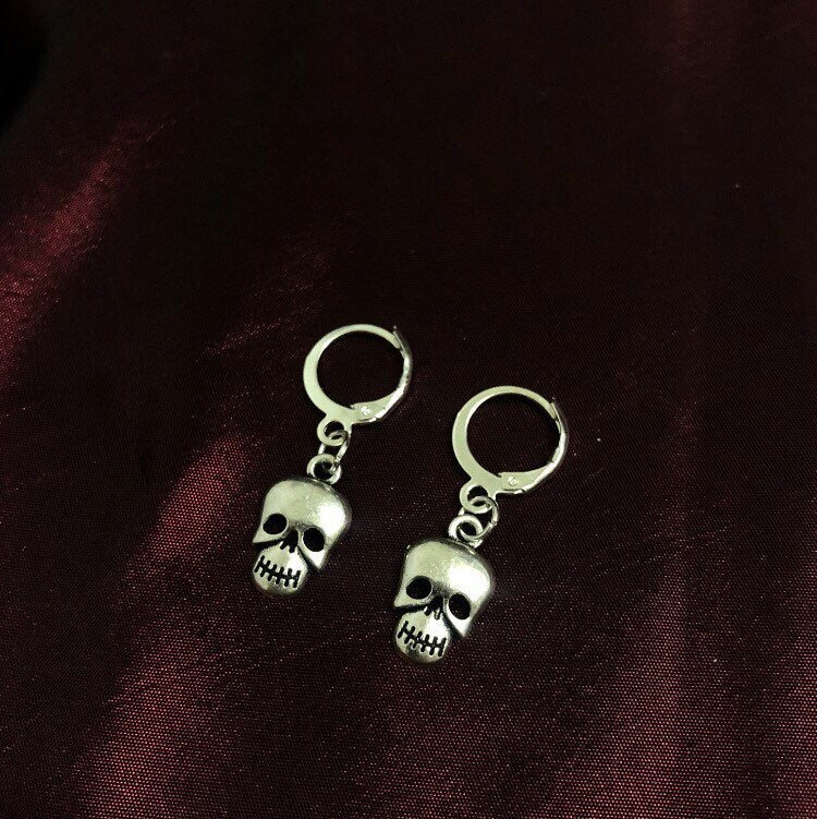 Skull Charm Hoop Earring